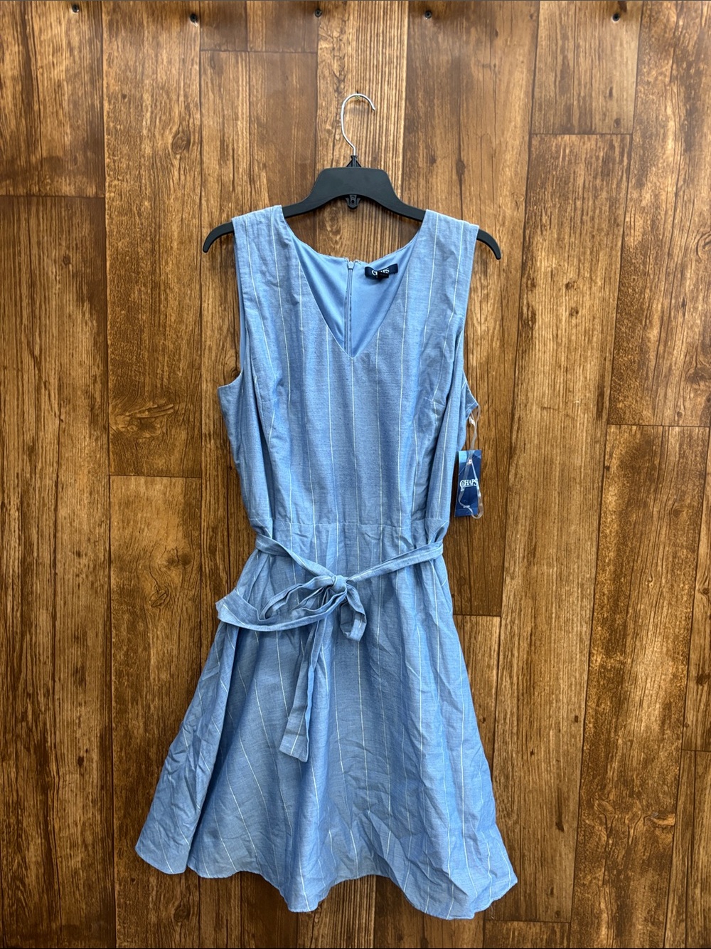 NWT Chaps Light Blue Sleeveless Tie-Waist Midi Dress